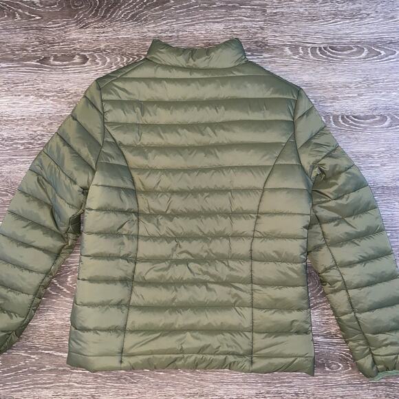 NWT Small Army Green Quilted Puffer Jacket High Neck Coat Bubble Insulated - Picture 3 of 4